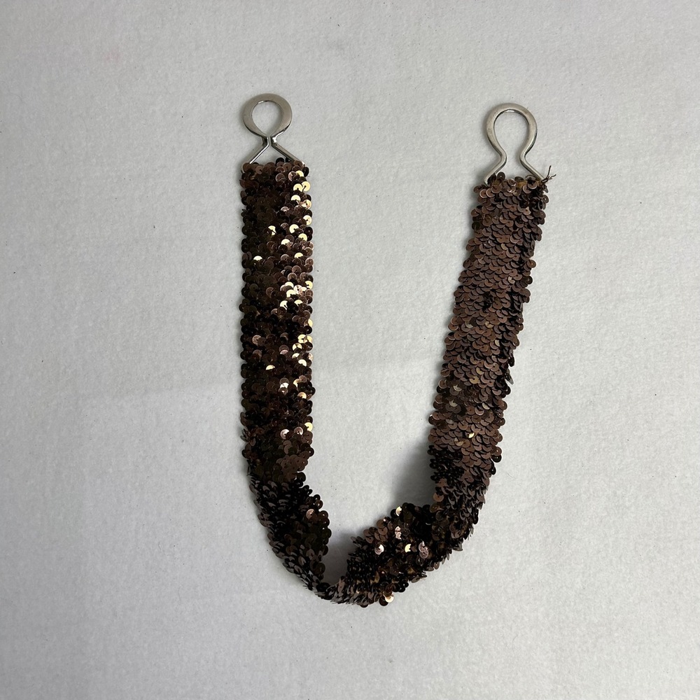 Glamcore Women OS Bronze Brown Sequin Interlocking Clasp Waist Belt - Picture 3 of 8